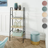 TecTake Pouf Rond avec Coffre de Rangement Tabouret Aspect Velours Base en Acier Doré Design Elégant – Diverses Couleurs (Crème)
