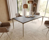 DeLife Table-à-Manger Escina Céramique Laminam®Noir Désir Marron 200x100 cm Piètement Aluminium