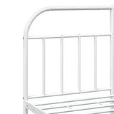 vidaXL Cadre de lit métal avec tête de lit/Pied de lit Blanc 160x200cm, lit Double, Meuble de Chambre à Coucher, lit d'invité, lit