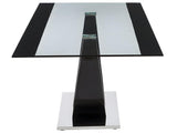 Vente-unique - Table à Manger 8 Personnes en Verre trempé, MDF et Acier Inoxydable - Noir - Mezzo II