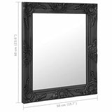 Tidyard Miroir Mural Style Baroque 50x60 cm Noir Montage Mural Miroir, Miroir Cosmétiques de Vanité Muraux pour Salle de Bain, Salon, Chambre, Dressing, Couloir, Mur, Entrée