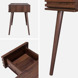 sweeek - Bureau Effet Bois 2 tiroirs MADERE Noyer. 1 casier. façade rainurées. 120 x 55 x 76.5 cm