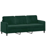 GFEROMRF Canapé 3 places en velours vert foncé 180 cm avec coussin décoratif