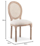 Lot de 4 chaises médaillon Louis XVI Cannage Rotin Tissu Beige
