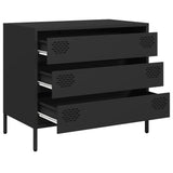 Makastle Buffet Métal, Style Industriel, Armoire de Rangement à 3 tiroirs, Commode, Meuble de Salon, Noir 68x39x58,5 cm Acier laminé à Froid