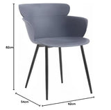 IDIMEX Lot de 4 chaises Catch pour Salle à Manger ou Cuisine au Design Retro avec Larges accoudoirs, Coque en Plastique Gris et 4 Pieds en métal laqué Noir