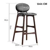 Hwsy Tabourets de Bar en Bois Massif Simples et Modernes, Pieds en Noyer avec siège en PU, Chaise de Petit-déjeuner à Dossier, Hauteur d'assise 75 cm (Couleur: Noir) Interesting