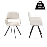 39F Furniture Dream Lot de 2 chaises de Bureau Modernes Beiges, Design pivotant, Fauteuil rembourré à 360° pour Cuisine, Bureau, Salon, Beige, 57 x 53 x 81,5 cm