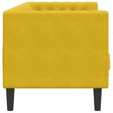 Ordellia Canapé Chesterfield 3 Places Jaune en Velours, canapé Divan Sofa Banquette, traversins Inclus, accoudoir et Dossier capitonnés, Salon séjour Maison, Structure Bois Massif