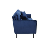 Miliboo Canapé Design 3 Places en Tissu Velours Bleu foncé et métal Noir BEKA