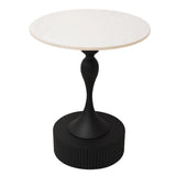 Table appoint Bout de canape Ronde Métal, Marbre, Noir