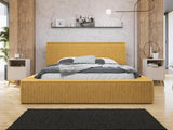 Best Mobilier - Lit 160X200 cm Swan en Velours Côtelé Jaune avec Sommier Inclus - Chambre Adulte