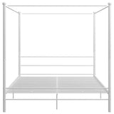prissent Lit à baldaquin blanc en métal 200 x 200 cm structure de lit en métal lit double lits doubles modernes structure de lit à baldaquin (matelas non inclus)