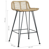 vidaXL Chaises de Bar Lot de 2 rotin Naturel