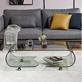 Table de canapé Table basse mobile en verre avec roulettes, table d'appoint décorative moderne et transparente, table à thé rectangulaire for salon, salle de bain, chambre et bureau Table côté thé ( C