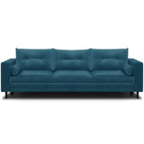 HOMIFAB Canapé 3 Places Convertibles en Velours Bleu Canard - Viktor