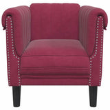 vidaXL Fauteuil, Chaise de Relaxation avec Accoudoirs et Dossier, Canapé de Salon Salle de Séjour Intérieur, Moderne, Rouge Bordeaux Velours
