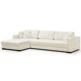 HOMIFAB Canapé d'angle à Gauche Convertible 5 Places en Tissu Bouclette Beige - Robin