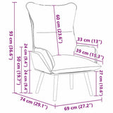 vidaXL Fauteuil Gris Clair 69 x 74 x 93 cm Tissu, Fauteuil, Design Moderne, Polyester Durable, Assise pour Salon, Cozy, Chaise Ergonomique, Cadre en Bois Massif, Style Compact