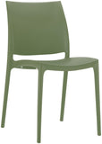 Chaise D'Extérieur Empilable Maya en Plastique I Chaise De Balcon Résistante Aux UV I Siege De Terrasse Hydrofuge, Couleur:Olive