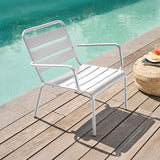 Oviala Palavas - Fauteuil de terrasse Bas Relax Acier Blanc