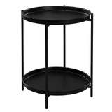 WOLTU Table Basse Ronde, Table d'Appoint, Table Salon, Petite Table Basse avec 2 Plateaux Amovibles, Table de Chevet, en Métal, Noir, BTS17sz