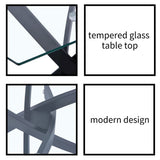 GOLDFAN Table en Verre Trempé Salle à Manger de Cuisine Moderne, Une Table à Manger Noir pour 4 Personnes,110 cm, Noire