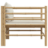 vidaXL Canapé de Jardin avec Coussins Fauteuil d'Extérieur Canapé de Patio Meuble de Terrasse Fauteuil de Jardin Blanc Crème Bambou