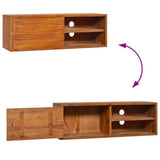 vidaXL Meuble TV Mural Armoire Basse Meuble Divertissement avec 1 Compartiment et 2 Etagères Salon Maison Intérieur 90x30x30 cm Bois de Teck Massif
