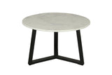 byLIVING Table Basse Cross/Plateau de Table en marbre Blanc/Structure en métal Noir/Table Basse/Table de Salon/Table Ronde/diamètre 75 x Hauteur 46 cm