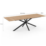 IDMarket - Table à Manger Extensible Rectangle Alix 8-12 Personnes Pied araignée Bois et Noir 200-240 cm