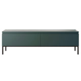 Selsey Meuble TV Armoire De Télévision 2 Portes 150 cm sur Pieds Noir Salle De Séjour Chambre À Coucher Vert Foncé Bemmi
