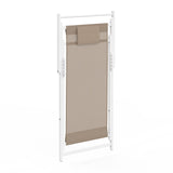 IDMarket - Lot de 2 chiliennes en métal Blanc Lota Toile textilène Beige