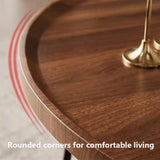 GQQDDD Table Basse Multifonctionnelle pour Salon Moderne, Petit Ménage Rond, Combinaison Table Basse, Plateau en Bois De Noyer Et Cadre en Métal Noir(Size:60x39cm,Color:Noyer)
