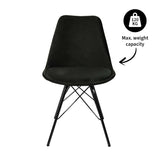 Kick Collection Ensemble de 4 Chaise de Salle à Manger Velvet - Velours - Noir - Moderne et de Haute qualité - Tissu Velours et métal - Disponible dans de Nombreuses Couleurs