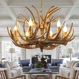 LFONDIGE Lustre en Bois de cerf à 6 lumières, Petit Lustre Rustique en résine, Suspension Vintage en Bois de cerf pour Chambre, bébé ou Balcon (Lustre en Bois de cerf Marron à 6 lumières