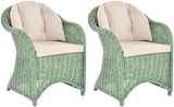 Krines Home Orlando Lese Lot de 2 fauteuils de jardin d'hiver en rotin incurvés Vert