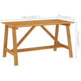 vidaXL Table à Dîner de Jardin Table de Salle à Manger Table de Patio Meuble de Jardin Extérieur Terrasse 140x70x73,5 cm Bois d'Acacia Massif