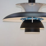 Lustre d'art de designer nordique pour restaurant, bar, café et chambre à coucher, lustre multicouche en aluminium avec bouton simple, tête unique, finition noire, taille 40 cm