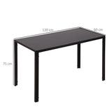 HOMCOM Table à Manger rectangulaire pour 4 Personnes, 120 x 60 x 75 cm, Table de Cuisine avec Plateau en Verre trempé et Pieds en métal, Style Moderne, Noir