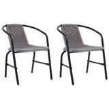 vidaXL 2X Chaises de Jardin Fauteuils de Patio Chaises de Terrasse Sièges de Salle à Manger d'Extérieur Plastique Rotin et Acier 110 kg