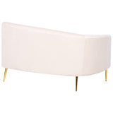 Canapé 4 Places en Velours Beige de Style Rétro à Pieds Dorés et Forme Courbe Moss