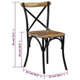 vidaXL Chaises à Dossier croisé Lot de 2 Noir Bois de manguier Solide