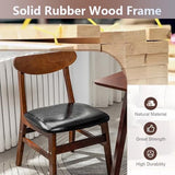 Lot de 2 chaises de salle à manger en bois massif avec assise rembourrée sans accoudoirs, idéales pour salle à manger, salon, chambre à coucher, noir