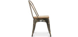 Iconik Interior Tolix Style Chaise de Salle à Manger - Design Industriel - Acier et Bois - Nouvelle édition - Stylix Gris Clair