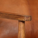 vidaXL Fauteuil Cuir Véritable avec Bois d'Acacia Marron Salle de Séjour Salon