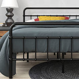 Zinus Florence lit 160 x 200 cm - 30 cm de hauter - Lit King - Cadre de lit Plateforme en métal avec tête et Pied de lit - Noir