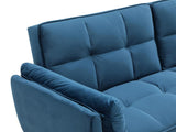 Vente-unique - Canapé 3 Places Convertible clic-clac en Velours Bleu GULCAN