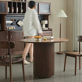 Table de salle à manger ronde en bois de pin avec socle en bois – Parfaite pour la cuisine, la salle à manger ou le restaurant – Design élégant et simple en bois massif – Idéal pour les pauses café de
