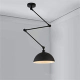 MQDLJSE Luminaire Suspendu à Bras pivotant Long en métal Noir, Lampe Suspendue en Forme de dôme, Lustre de Ferme Rustique Jaune, Tige Pliante, éclairage Industriel Moderne Vert pour Table